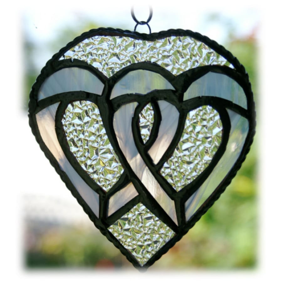 Wedding Hearts Stained Glass Suncatcher Silver Personalised