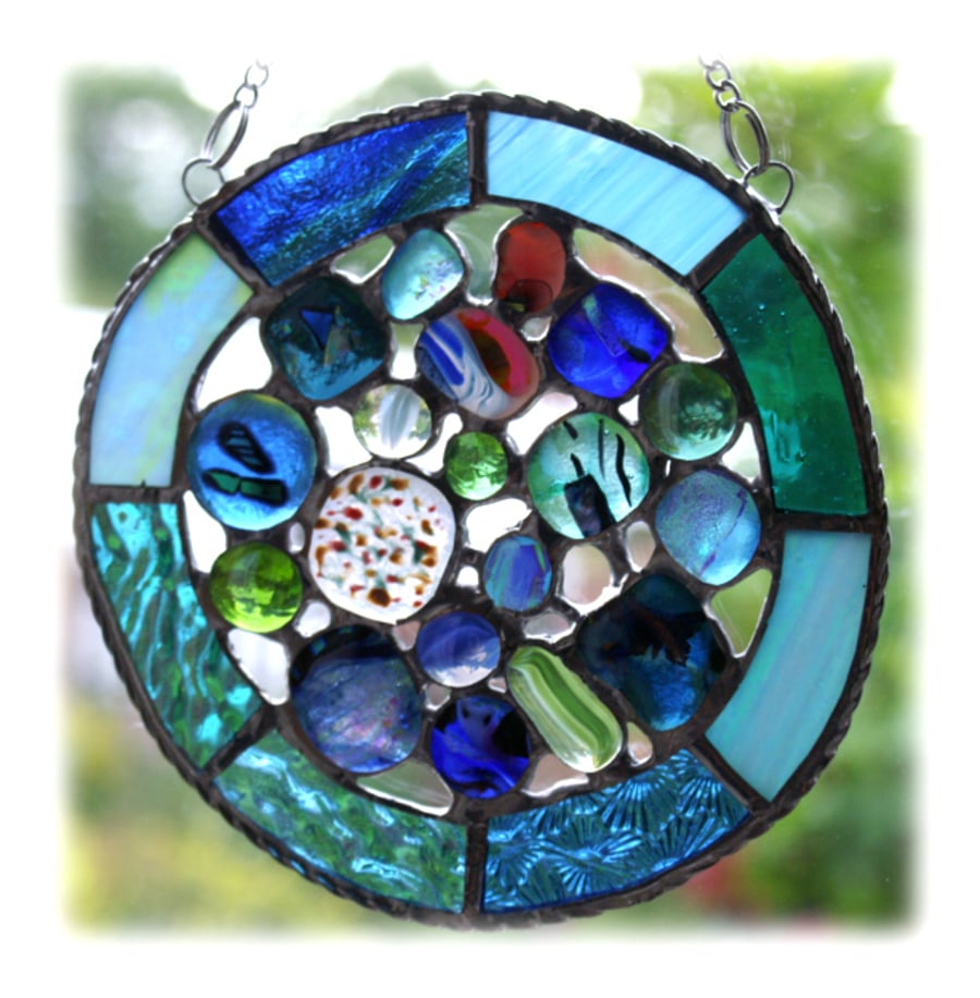 Rockpool Suncatcher Stained Glass Abstract Handmade fused 