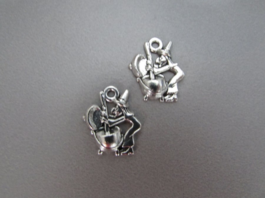 Silver Witch Tibetan Jewellery Charm x 2