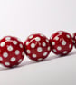 Handmade red and white patterned lamp work glass beads - Image 2