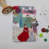Sewing needle case in dressmaking theme fabric