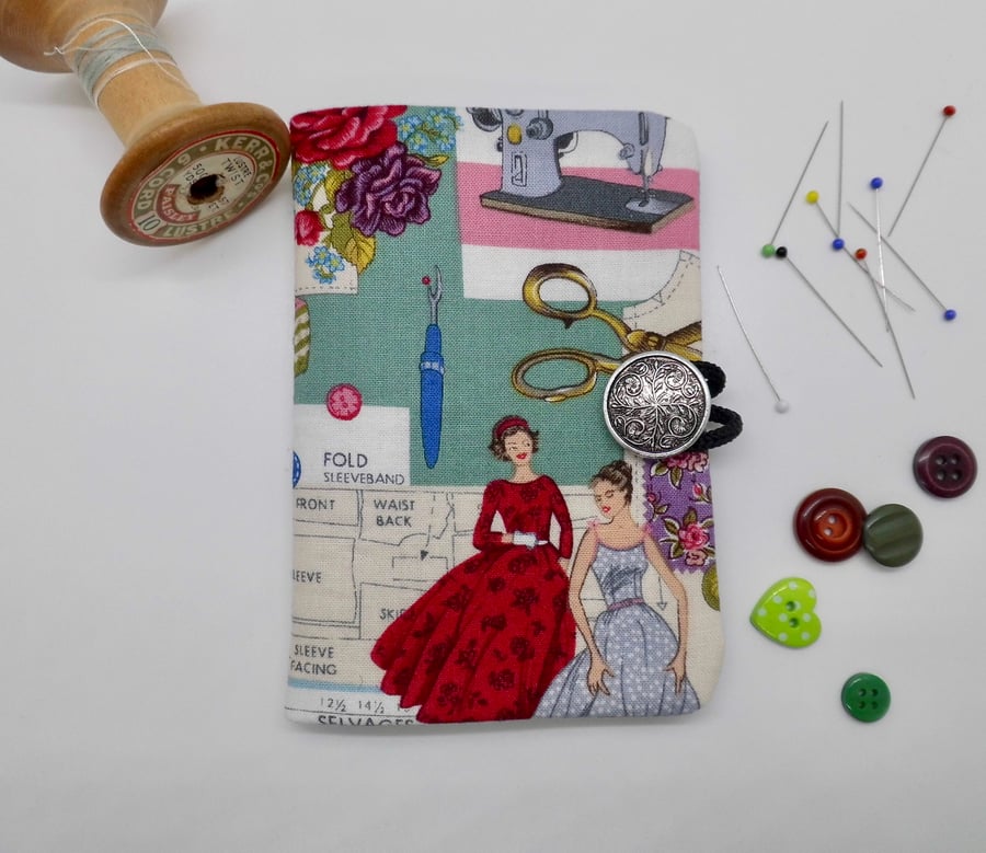SOLD needle case in dressmaking theme fabric