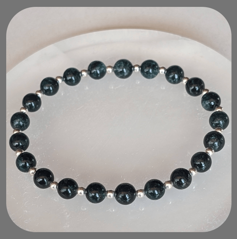 Emerald and Sterling Silver Stacker Bracelet