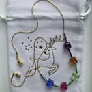 Sparkling necklace of  Austrian crystal cubes  Unique   Multi colour 