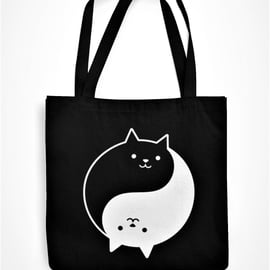 Ying Yang Kittens Tote Bag Cute Kittens Spiritual Zen Peace Eco Friendly bag