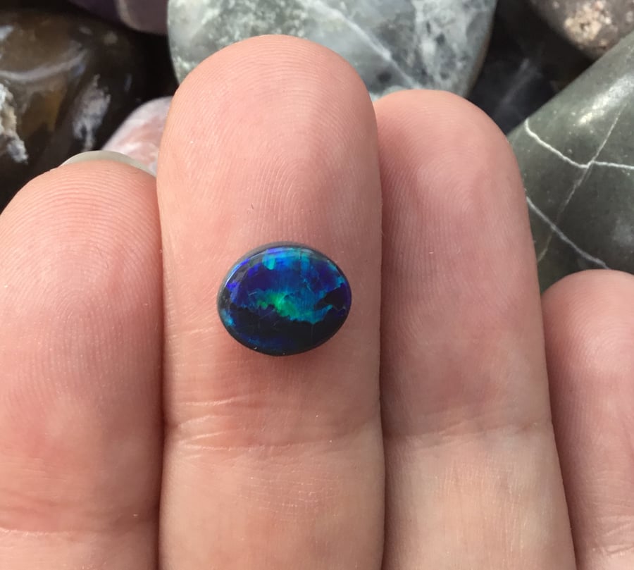 Cosmic! Stunning Deep Midnight Blue Black Opal from Lightening Ridge, Australia.