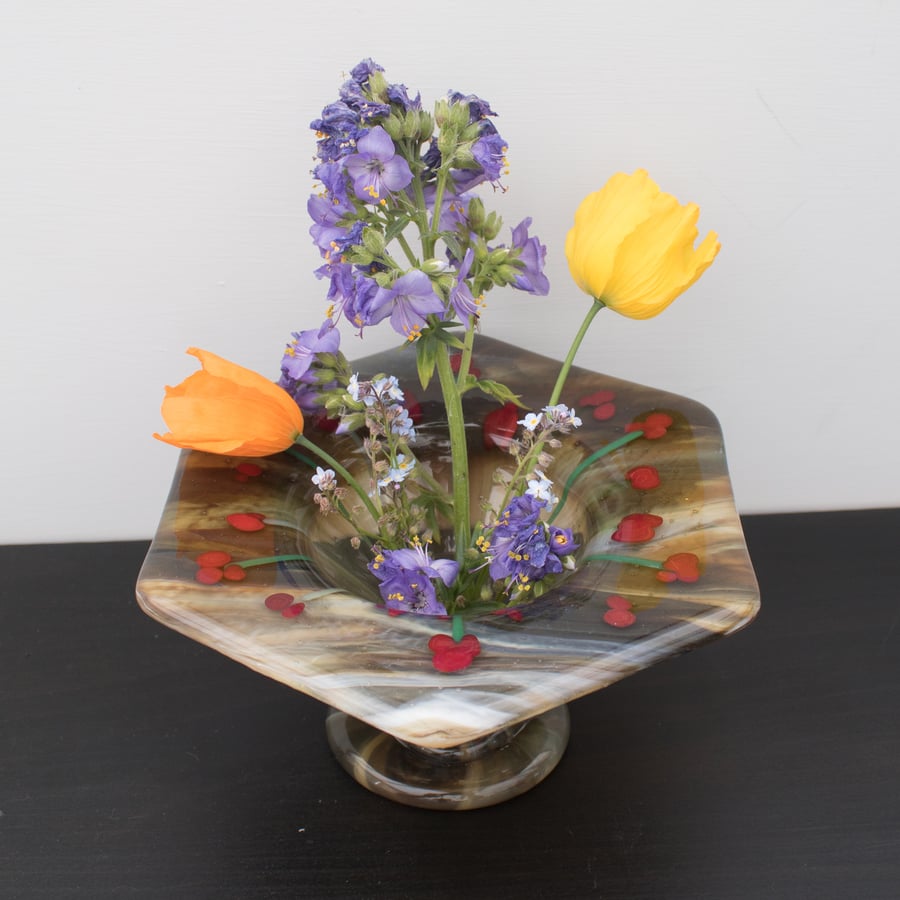 Streaky Brown Poppy Posy Vase - 9031
