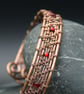 SALE - Diamond Wire Weave Copper Cuff with Red Beads - Image 3