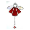 Angel Bell Suncatcher Stained Glass Red 047