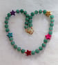 Green aventurine and multicoloured howlite star knotted cord necklace  - Image 2