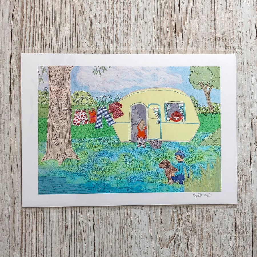 The Caravan - Caravan art caravan picture vintage caravan print with dog