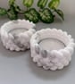Pair of White and Silver Rope Tealight Holders - Set of 2 Christmas Candle Stand - Image 6
