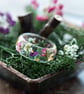 Real Flower Ring Sweet Alyssum - Gold Flakes Pressed Flower Ring Resin Jewelry R - Image 2