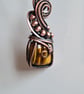 Handmade Natural Tiger's Eye & Copper Necklace Pendant Gift Boxed Jewellery