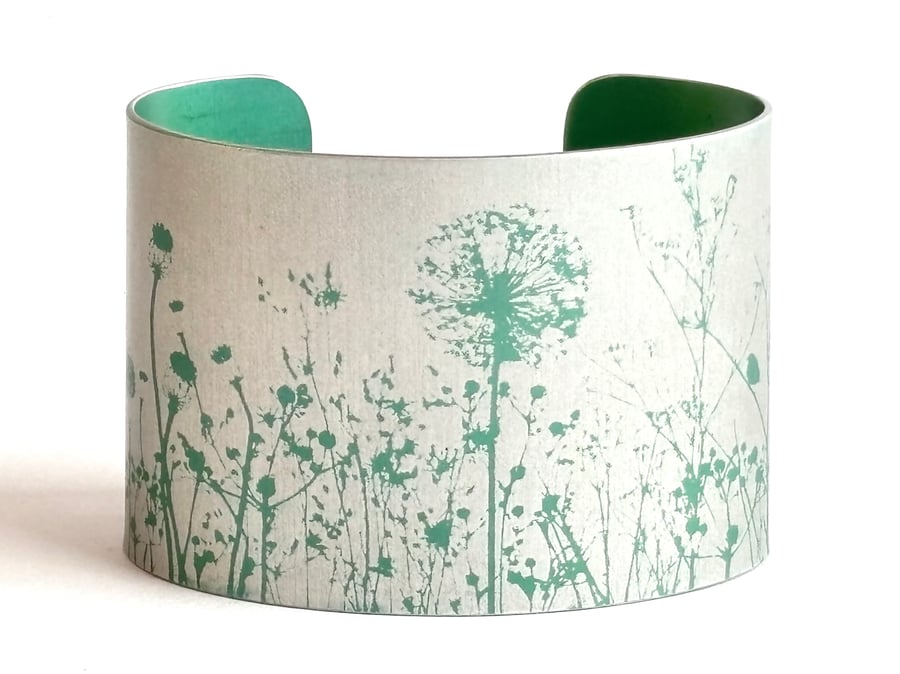 Spring hedgerow pattern aluminium - blue green 