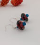 Handmade Art Glass Dangle Earrings: Swarovski Crystals, Sterling Silver Earwires