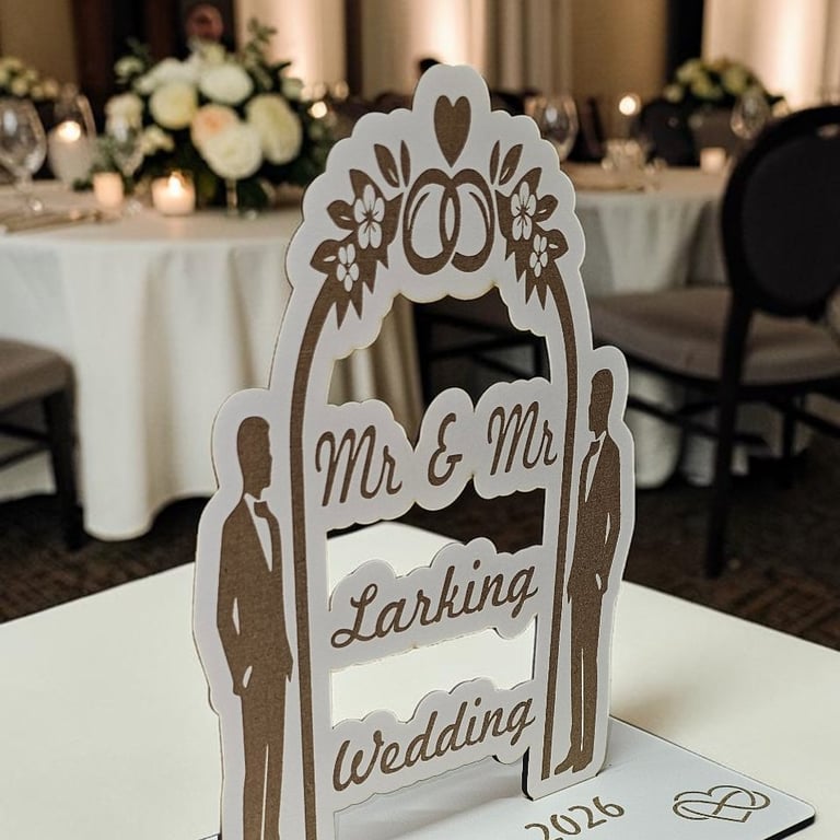 Share Personalised Mr & Mr Wedding Arch – LGBT Wedding Centrepiece table decorat