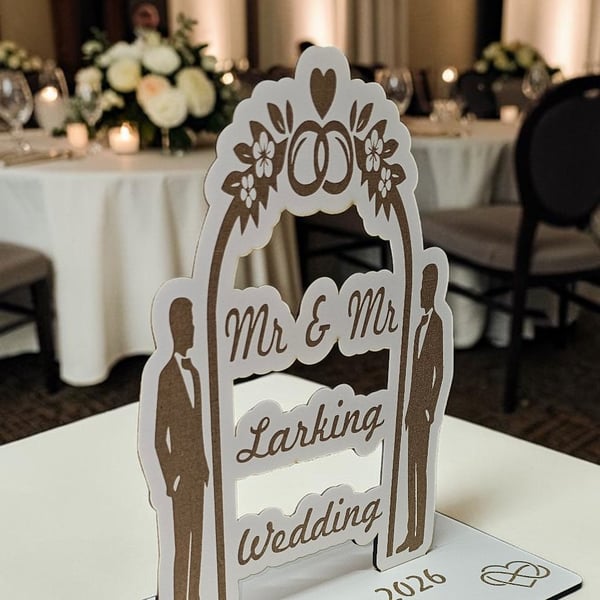 Share Personalised Mr & Mr Wedding Arch – LGBT Wedding Centrepiece table decorat