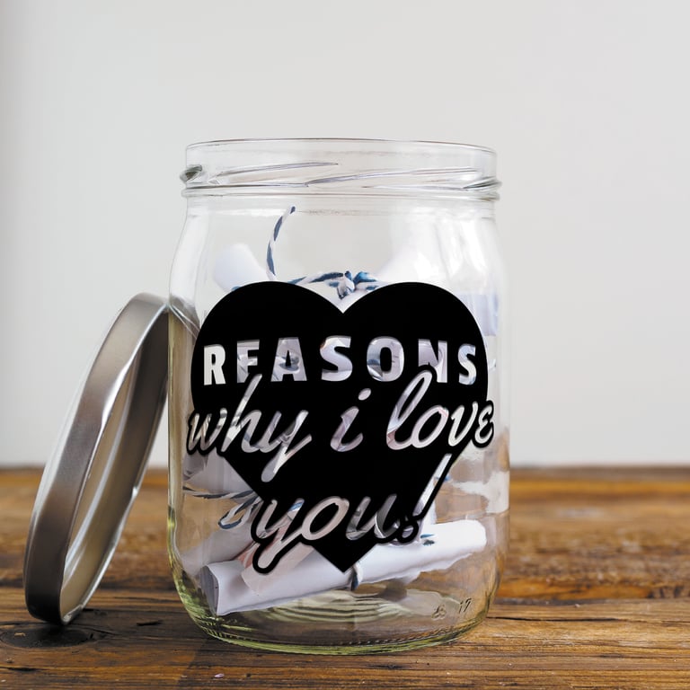 Reasons Why I Love You - Retro Jar Sticker: Gift For Valentine's Day, Box Decal