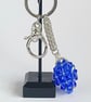 Handbag Charm, Egg Shaped Blue Crystal with a Chainmaille Chain and Keyring - Image 1