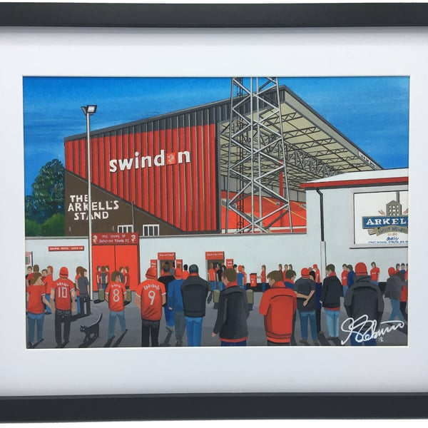 Swindon Town F.C, County Ground Stadium, High Quality Framed Football Art Print.