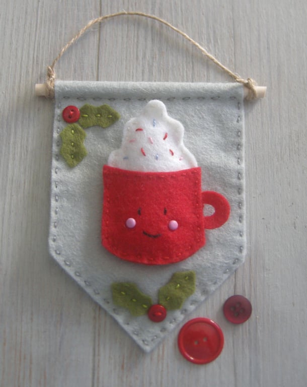 craft kit, sewing kit, Make a hot chocolate felt banner