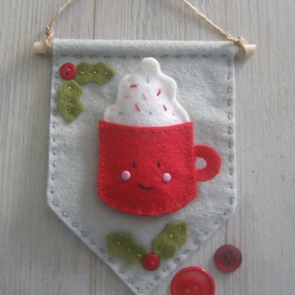 craft kit, sewing kit, Make a hot chocolate felt banner