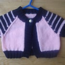 Pale Pink and Navy Blue Striped Bolero, Cardigan Top