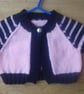 Pale Pink and Navy Blue Striped Bolero, Cardigan Top