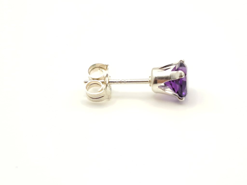 African Amethyst Sterling Silver 5mm Stud Earrings