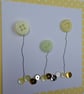 Pack of 3 Mini Blank Cards - Yellow Button Flowers and Sequins - Image 8