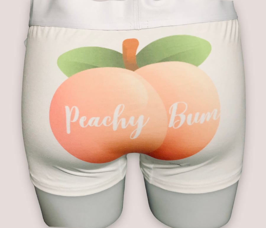 Funny Mens Boxer Shorts, Peachy Bum. Funny Birthday, Christmas Gift For Men 