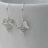 Recycled Silver Ivy Leaf Earrings, Oxidised Silver Ivy Earrings