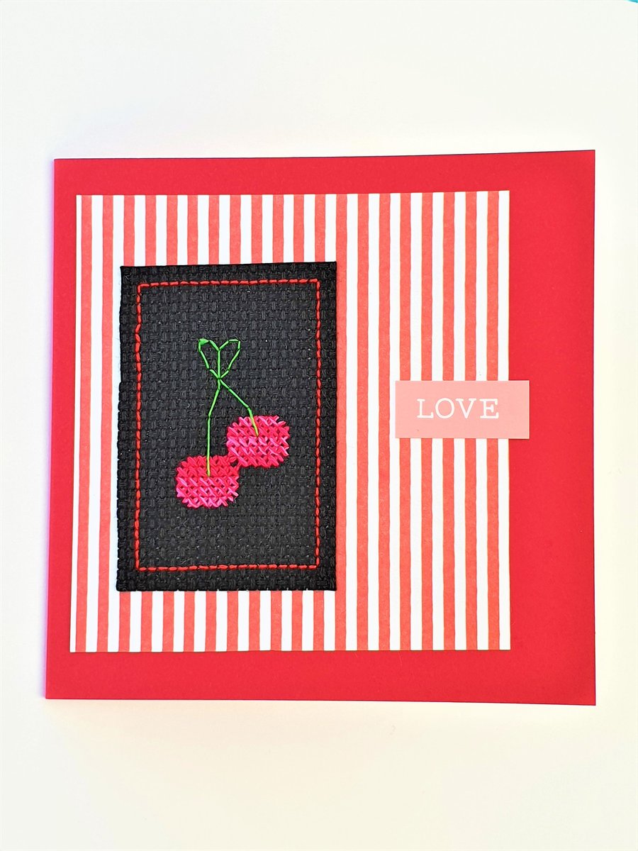 Cherries card with the wording "Love"