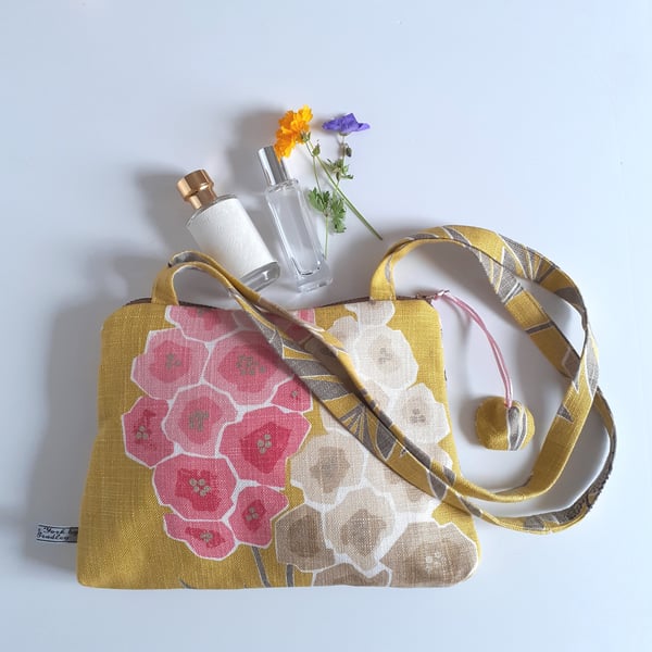 Handbag or shoulder bag upcycled in a designer floral print with chunky zip 