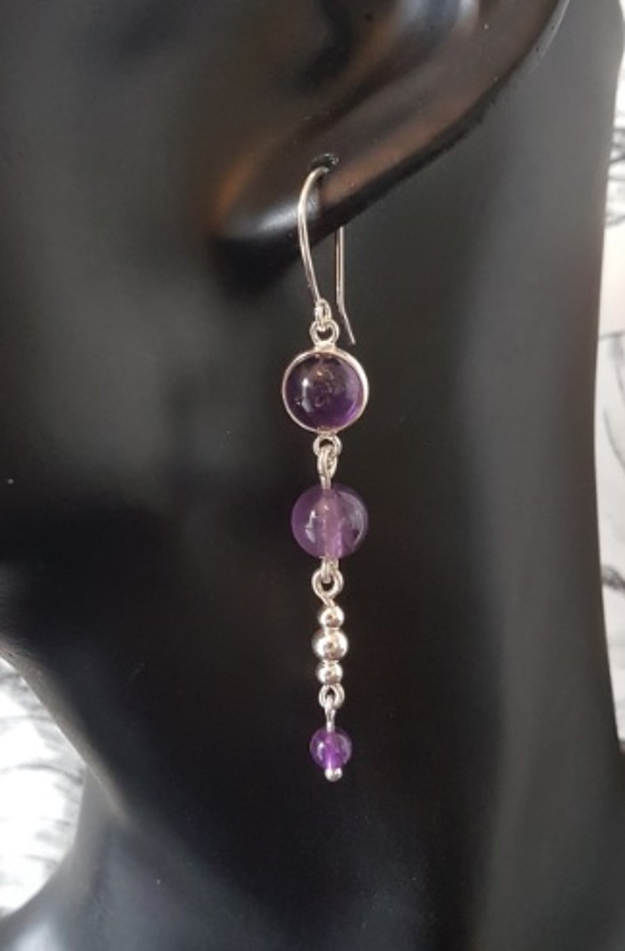 Gorgeous Amethyst and Sterling Silver dangly earrings.