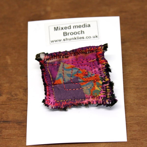 Textile Brooch B4 Silks Embroidery
