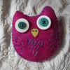 Raspberry Owl Brooch