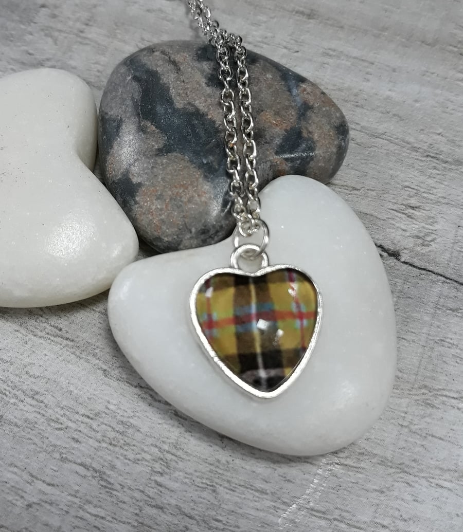 TP01 Cornish Tartan heart necklace