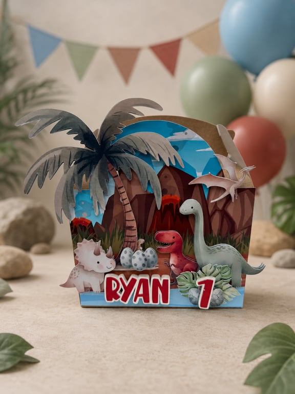 Personalised Prehistoric Dinosaur Birthday Boxes, Set of 6