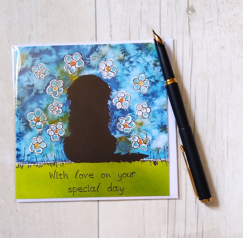 Newfoundland Dog card (printed card).Birthday card. Newfie card.