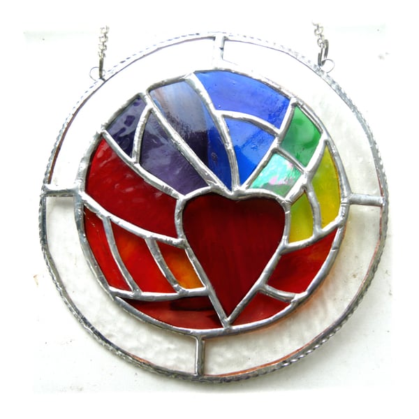 Rainbow Heart Ring Stained Glass Suncatcher Way to My Heart