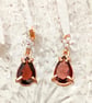 Red Garnet And Zircon Rosegold Gemstone Drop Stud Earrings - Image 5