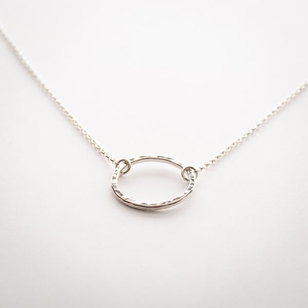 Sterling Silver Hammered Circle Necklace