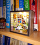 Box room Diorama, reading cat, quirky gift for cat lovers, with lights, cat lady - Image 2