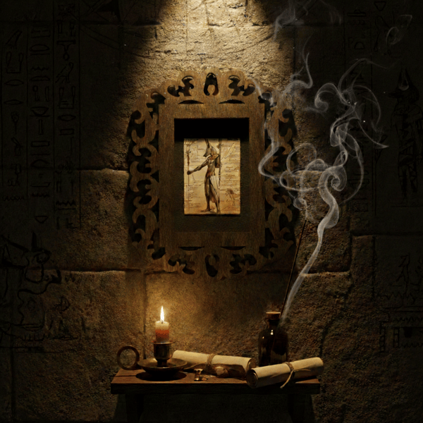 Anubis Egyptian God Framed Print – Gothic Mythology Art – 16cm x 12cm