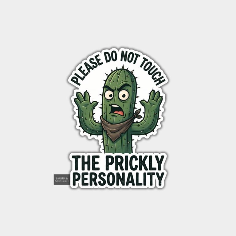 Funny Die Cut Vinyl Sticker - Prickly Personality Cactus