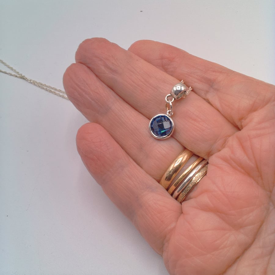 925 Silver Necklace With A Cubic Zirconia Pendant, Gift for Her, Custom Make