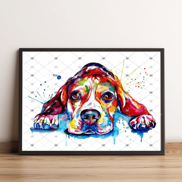 Beagle A4 Print, Beagle Custom Print, Personalised Wall Art, Custom Dog Picture