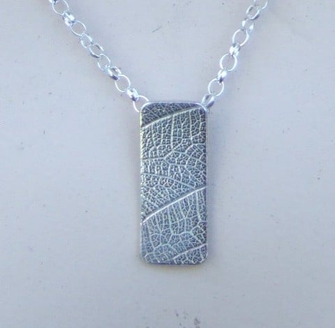 Sterling Silver Leaf Print Pendant